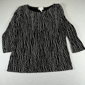 Frazier Lawrence Top Womens Large Black White Abstract Stretch USA Core USA